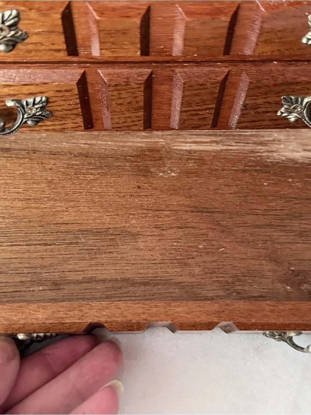 Wooden Jewelry Box with Brass Accents - Brown